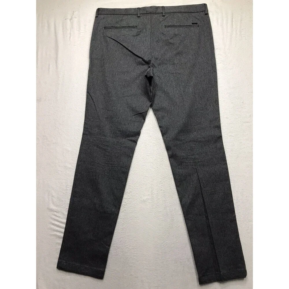 HUGO BOSS Kaito 1 Pant Men 40R (40x34) Gray Stretch Twill Flat Front Chino
